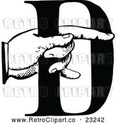 Vector Clip Art of Retro Hand Holding the Letter D by Prawny Vintage