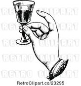 Vector Clip Art of Retro Hand Toasting with Wine by Prawny Vintage