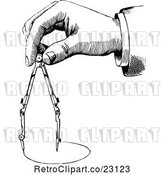 Vector Clip Art of Retro Hand Using a Drafting Compass by Prawny Vintage