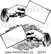Vector Clip Art of Retro Hands Holding Business Cards by BestVector
