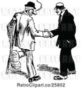 Vector Clip Art of Retro Handshake Between an Injured Guy and Another by Prawny Vintage