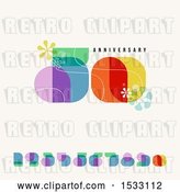 Vector Clip Art of Retro Happy 50th Anniversary Design with Numbers, on Beige by Elena