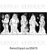 Vector Clip Art of Retro Happy and Grumpy Snowmen by Prawny Vintage