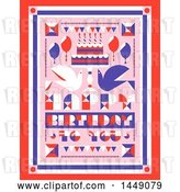 Vector Clip Art of Retro Happy Birthday to You Greeting with Doves and a Cake by Elena