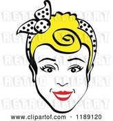 Vector Clip Art of Retro Happy Blond Lady Smiling and Wearing a Scarf in Her Hair by Andy Nortnik