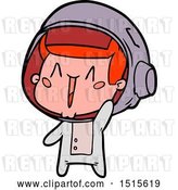 Vector Clip Art of Retro Happy Cartoon Astronaut Waving by Lineartestpilot