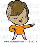 Vector Clip Art of Retro Happy Cartoon Girl Pointing by Lineartestpilot