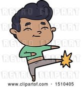 Vector Clip Art of Retro Happy Cartoon Guy Kicking by Lineartestpilot