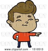 Vector Clip Art of Retro Happy Cartoon Guy Pointing by Lineartestpilot