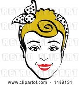 Vector Clip Art of Retro Happy Dirty Blond Lady Smiling and Wearing a Scarf in Her Hair by Andy Nortnik