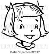 Vector Clip Art of Retro Happy Girl in by Picsburg