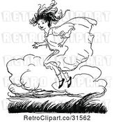 Vector Clip Art of Retro Happy Girl Jumping by Prawny Vintage
