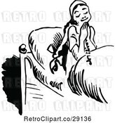 Vector Clip Art of Retro Happy Girl Praying Before Bed by Prawny Vintage