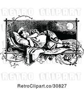 Vector Clip Art of Retro Happy Girl Sleeping by Prawny Vintage