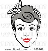 Vector Clip Art of Retro Happy Gray Haired Lady Smiling and Wearing a Scarf in Her Hair by Andy Nortnik