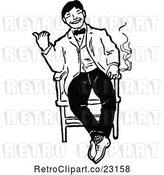 Vector Clip Art of Retro Happy Guy Smoking in a Chair by Prawny Vintage