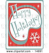 Vector Clip Art of Retro Happy Holidays Greeting Clipart Illustration by Andy Nortnik