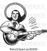 Vector Clip Art of Retro Happy Mexican Mariachi Guitarist by BestVector
