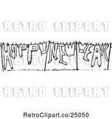Vector Clip Art of Retro Happy New Year Clothesline by Prawny Vintage