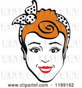 Vector Clip Art of Retro Happy Redhead Lady Smiling and Wearing a Scarf in Her Hair by Andy Nortnik
