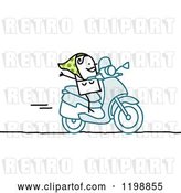 Vector Clip Art of Retro Happy Stick Lady on a Scooter by NL Shop
