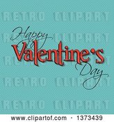 Vector Clip Art of Retro Happy Valentines Day Greeting over Blue Polka Dots by KJ Pargeter