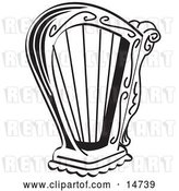 Vector Clip Art of Retro Harp Instrument over a White Background by Andy Nortnik