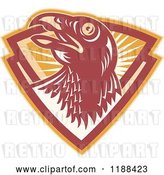 Vector Clip Art of Retro Hawk in a Shield of Rays by Patrimonio