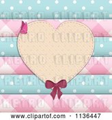 Vector Clip Art of Retro Heart Frame over Scrapbook Papers and Buttons by Elaineitalia