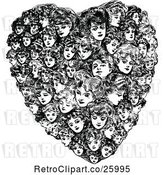 Vector Clip Art of Retro Heart Made of Women by Prawny Vintage
