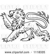 Vector Clip Art of Retro Heraldic Lion Clawing by Vector Tradition SM