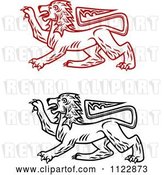 Vector Clip Art of Retro Heraldic Lions 2 by Vector Tradition SM