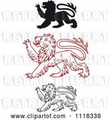 Vector Clip Art of Retro Heraldic Lions Clawing by Vector Tradition SM