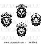 Vector Clip Art of Retro Heraldic Lions with Crowns by Vector Tradition SM