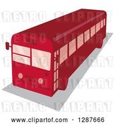 Vector Clip Art of Retro High Angle View of a Red Shuttle Bus by Patrimonio
