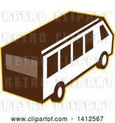 Vector Clip Art of Retro High Angle View of a Van Outlined in Yellow by Patrimonio