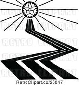 Vector Clip Art of Retro Highway and Burst by Prawny Vintage