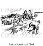 Vector Clip Art of Retro Hillbillies over a Town by Prawny Vintage