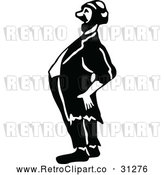 Vector Clip Art of Retro Hobo Man Laughing by Prawny Vintage