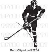 Vector Clip Art of Retro Hockey Player Running by BestVector