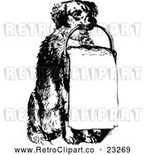 Vector Clip Art of Retro Holding a Sign in a Basket by Prawny Vintage