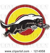 Vector Clip Art of Retro Honey Badger Mascot Leaping over a Target by Patrimonio