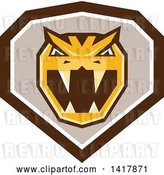 Vector Clip Art of Retro Horned Viper Snake Head in a Brown White and Taupe Crest by Patrimonio