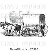 Vector Clip Art of Retro Horse Drawn Covered Wagon Carriage by Prawny Vintage