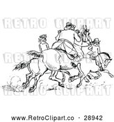 Vector Clip Art of Retro Horse Riders by Prawny Vintage