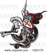 Vector Clip Art of Retro Horseback English Knight Spearing a Snake by Patrimonio