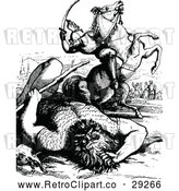 Vector Clip Art of Retro Horseback Giant Slayer by Prawny Vintage