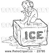 Vector Clip Art of Retro Hot Baby Sitting on Ice by Prawny Vintage