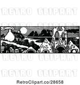 Vector Clip Art of Retro House and Ruins Panorama by Prawny Vintage