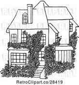 Vector Clip Art of Retro House and Vine by Prawny Vintage